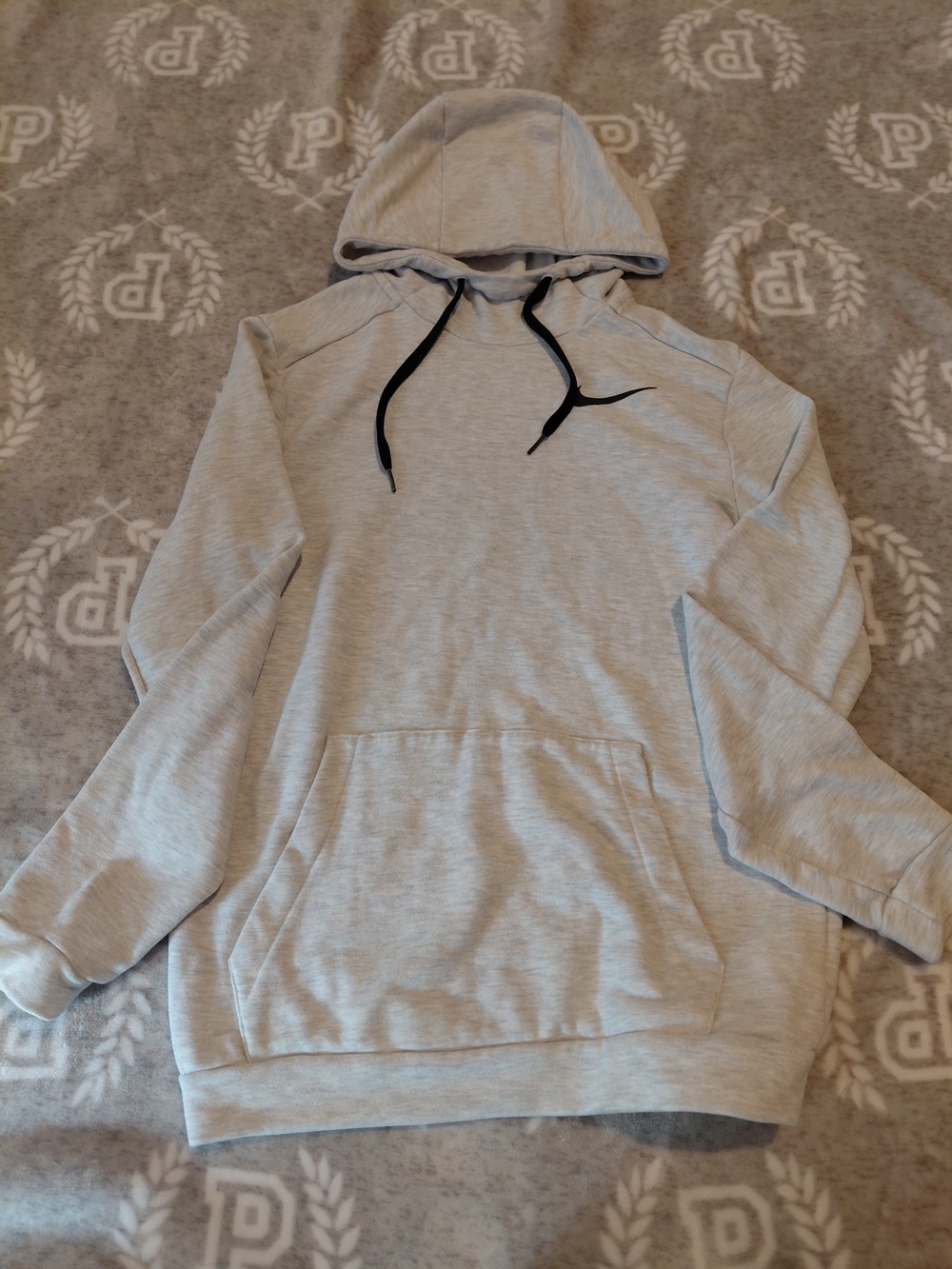 Light Gray Women's Hoodie Sweatshirt with Black Drawcord